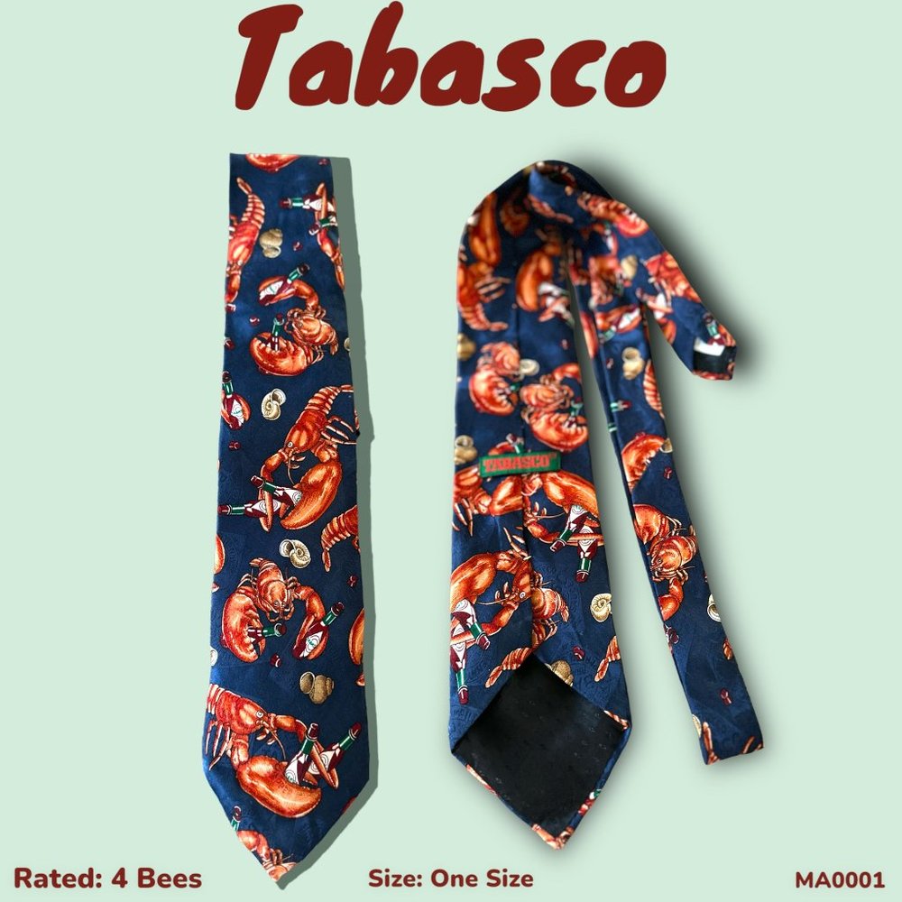 Vintage Tabasco Lobster Tie*Men's Tie*Neck Time*Collectible*